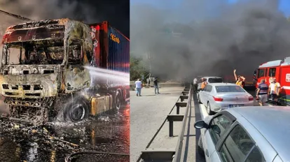 Bayraklı Tünelleri’nde TIR Yangını