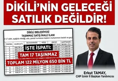 CHP’li Erkut Tamay’dan Dikili Belediyesi’nin Taşınmaz Satışlarına Tepki: “Dikili’nin Geleceği Satılık Değildir”