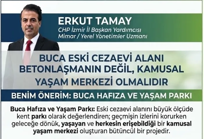 CHP'li Erkut Tamay'dan Buca Cezaevi Alanı İçin Çağrı: "Betonlaşma Değil, Kamusal Yaşam Merkezi!"